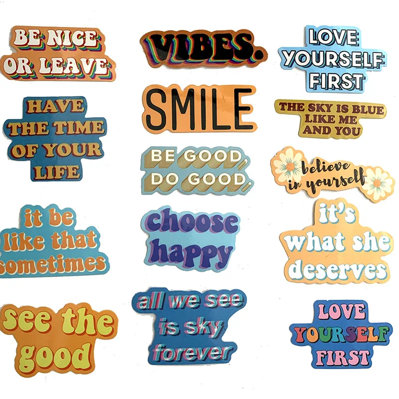 Pegatina con frases motivacionales para port&aacute;til, pegatinas de grafitis para bricolaje, sala de estudio, &aacute;lbum de recortes, 40 Uds., 2021-4