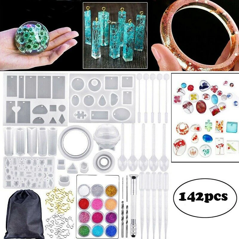 

142pcs Resin Pieces Set Pendant Bracelet Earring Making Mold
