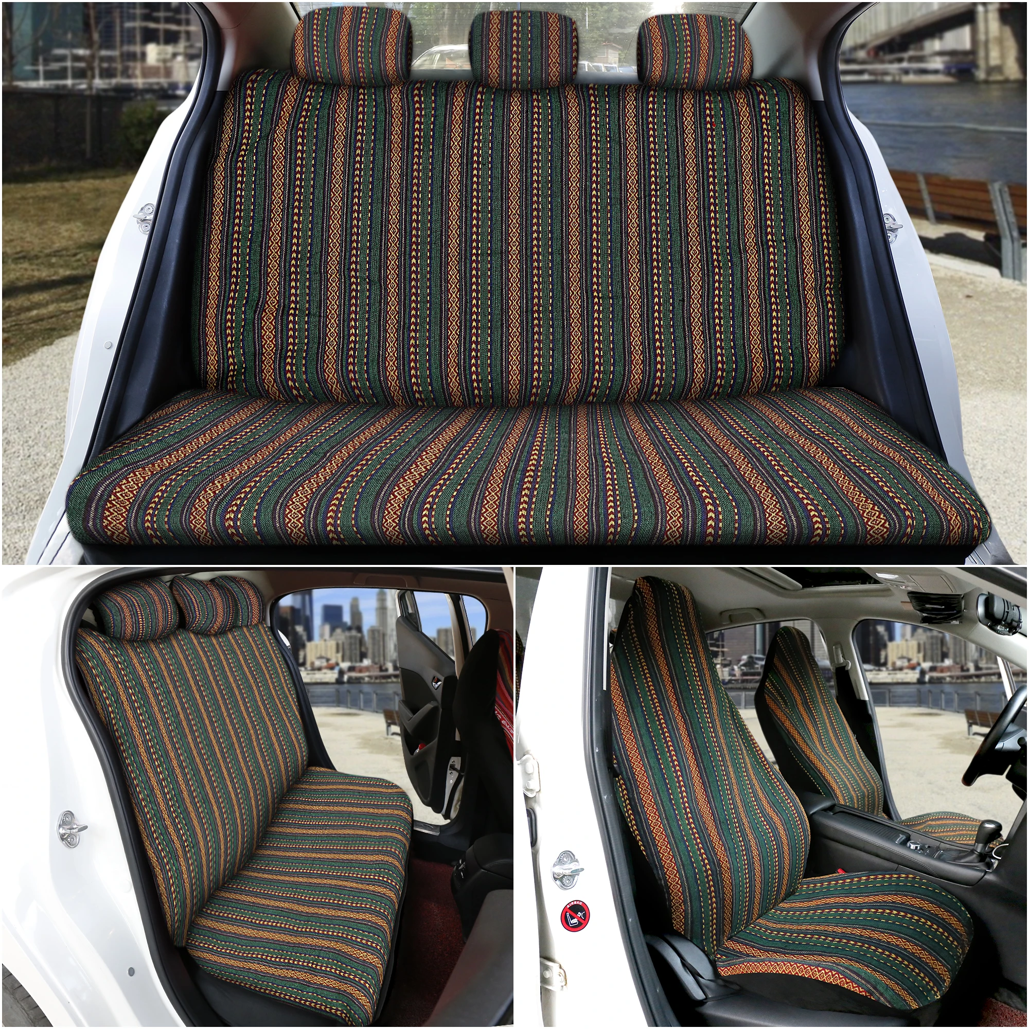 x autohaux car seat covers set baja saddle blanket weave universal fit most cars covers with steering wheel cover protector free global shipping