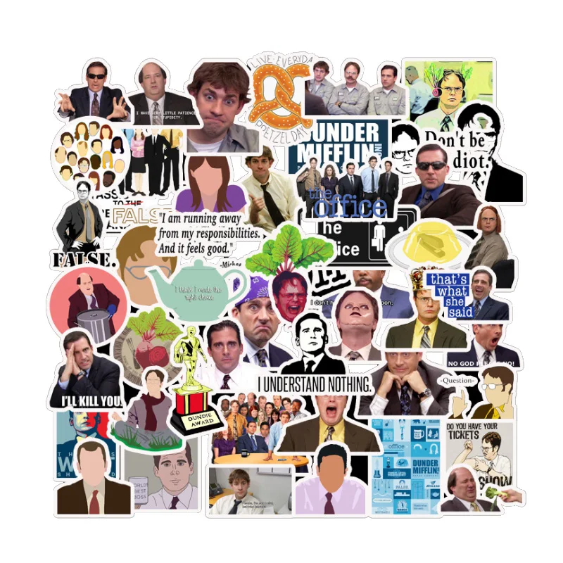 50pcs the office tv show kids 90s paster gift toy cosplay funny decal scrapbooking diy phone laptop waterproof decorations free global shipping