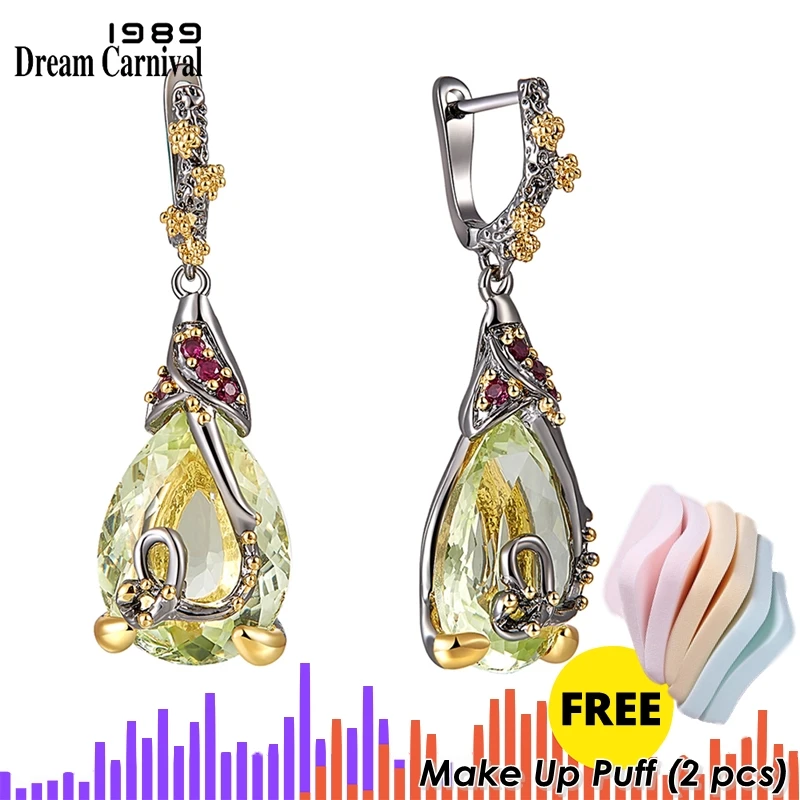 DreamCarnival 1989 Серьги висячие женские в форме капли воды с кубическим цирконом модные медные серьги с цветками WE3876