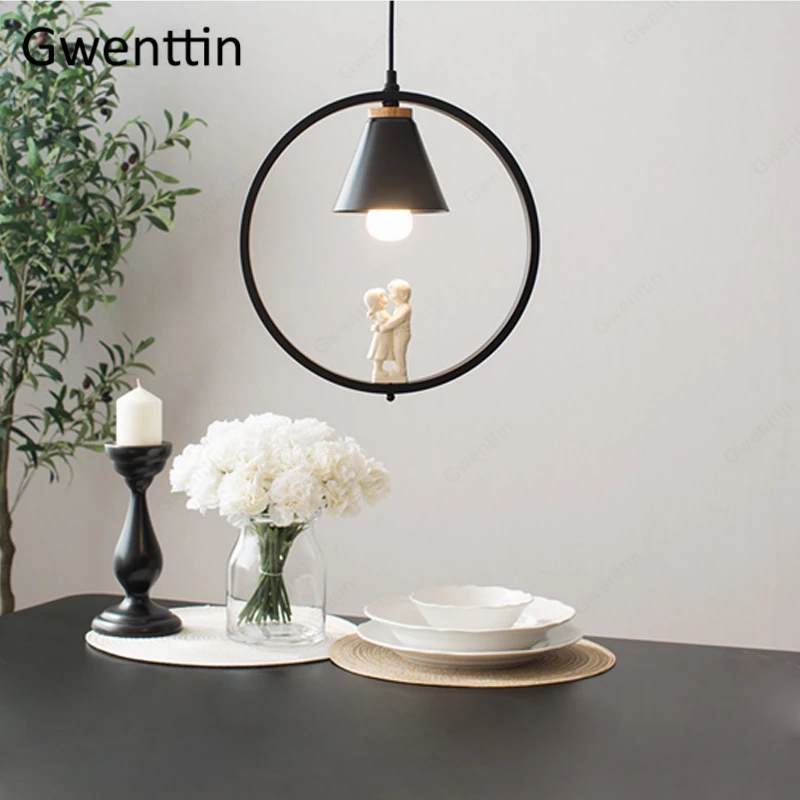 

Romantic Lover Ring Pendant Light for Living Room Bedroom Hanging Lamp Nordic Home Deco Modern Led Light Fixtures Loft Luminaire