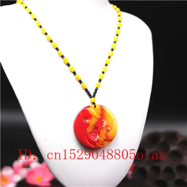 Натуральный красный желтый Нефритовый камень подвеска в виде Сплетницы Тай Чи