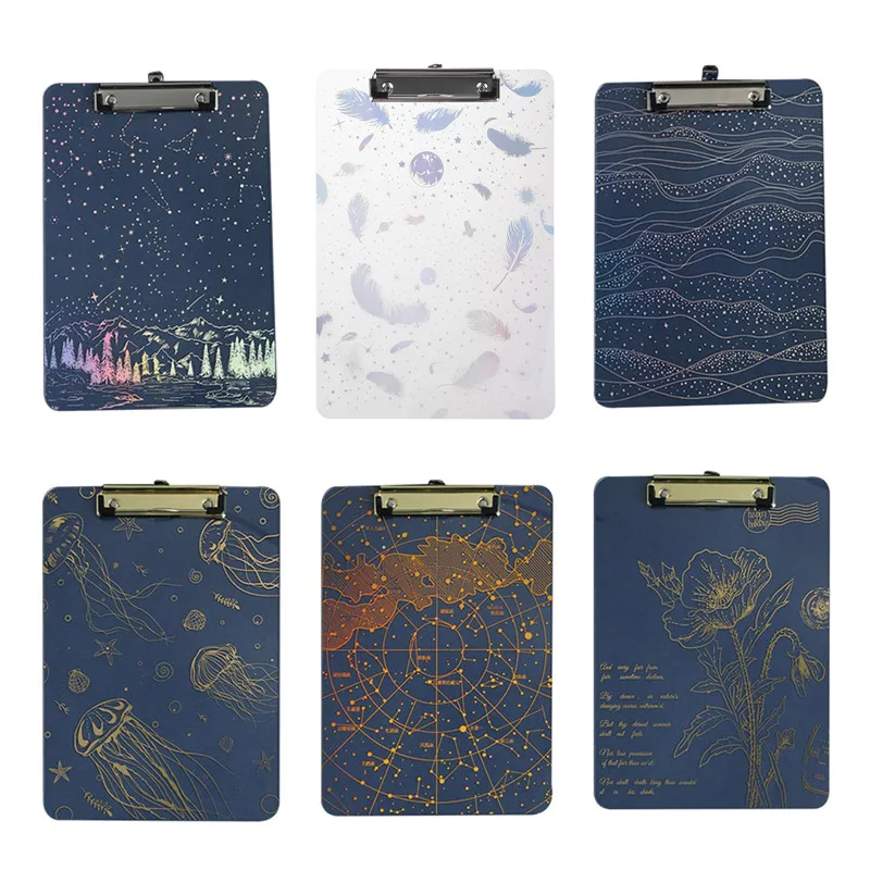 

A4 Paper Clipboard Writing Pad File Folder Document Holder Big Starry Sky Clipboard Transparent School Office Stationery
