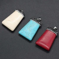 natural stone trapezoid white red blue turquoises pendant for diy women gift jewelry making necklace earring accessories 25x45mm