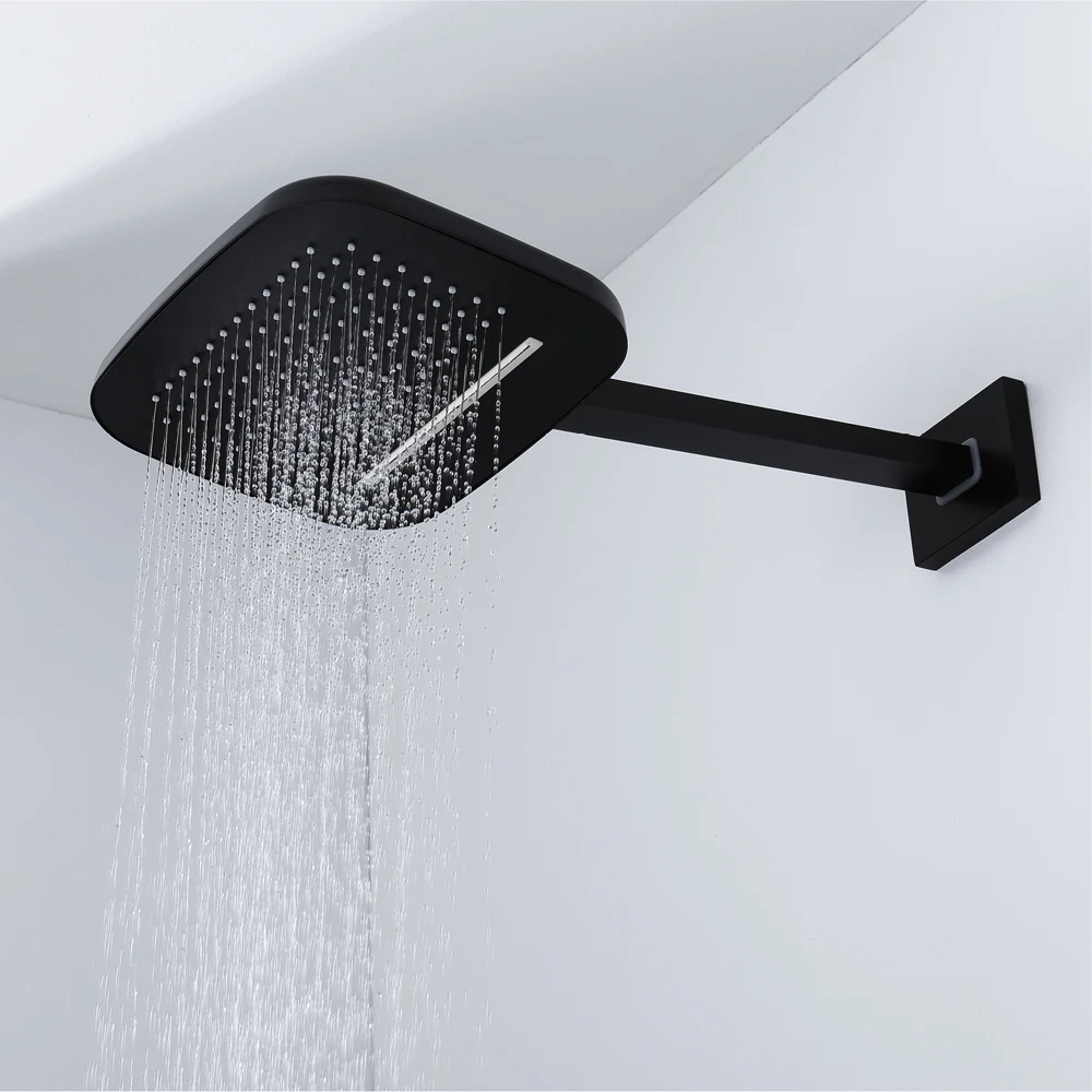 Black Rainfall Shower Waterfall Shower Head Shower Set Brass Shower Faucets Massage Spray Showers Bathroom