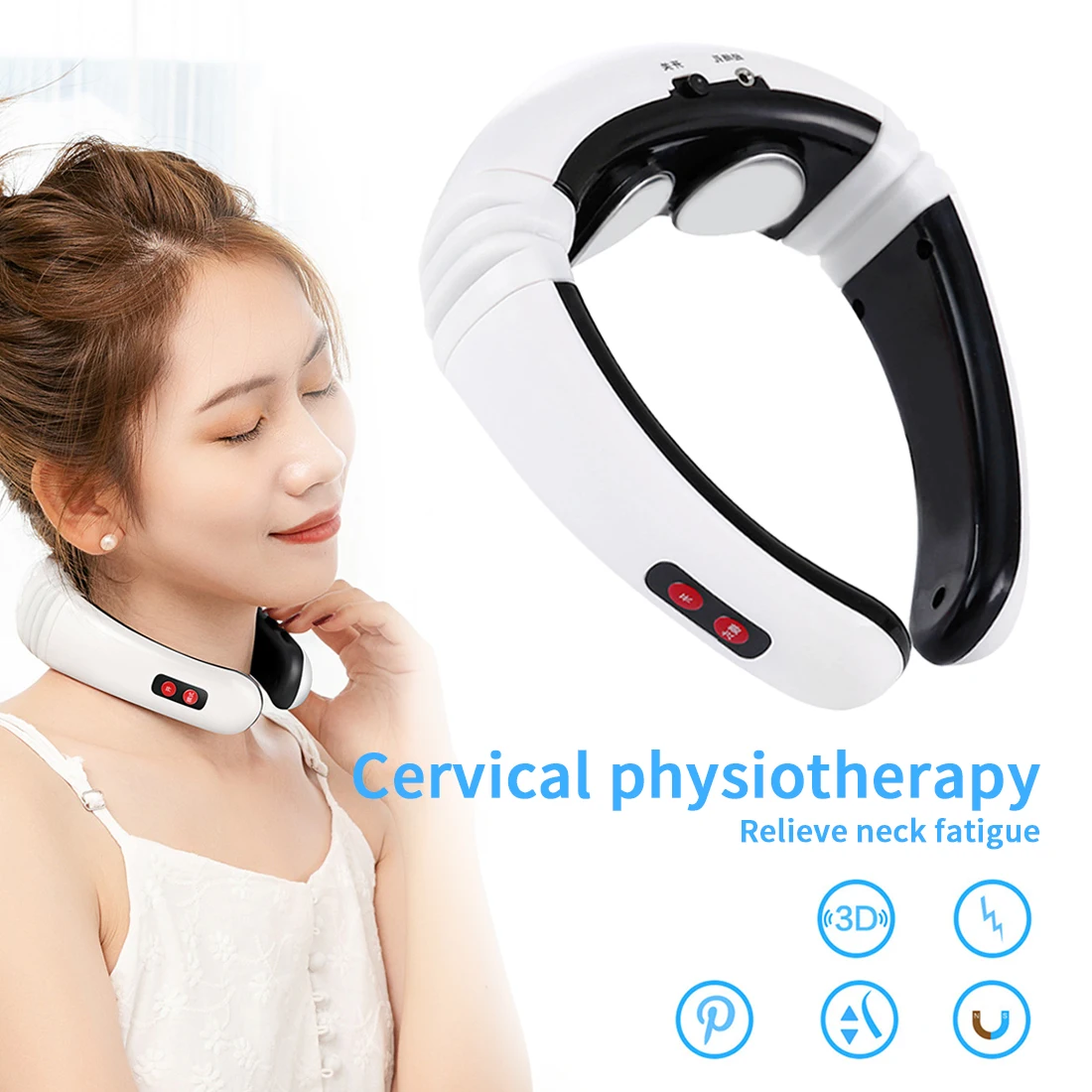 

Умный Магнитный импульсный Электрический массажер для шеи с дальним инфракрасным подогревом и светодиодной подсветодиодный кой, 6 режимов,...