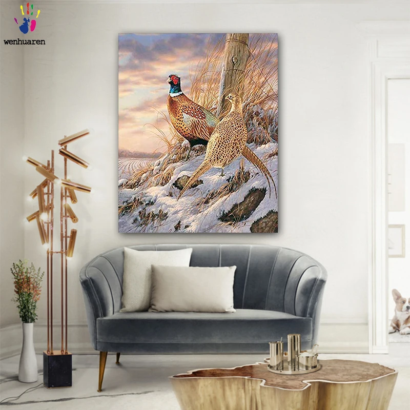 DIY картинки для раскраски по номерам с цветами картины животных Картина