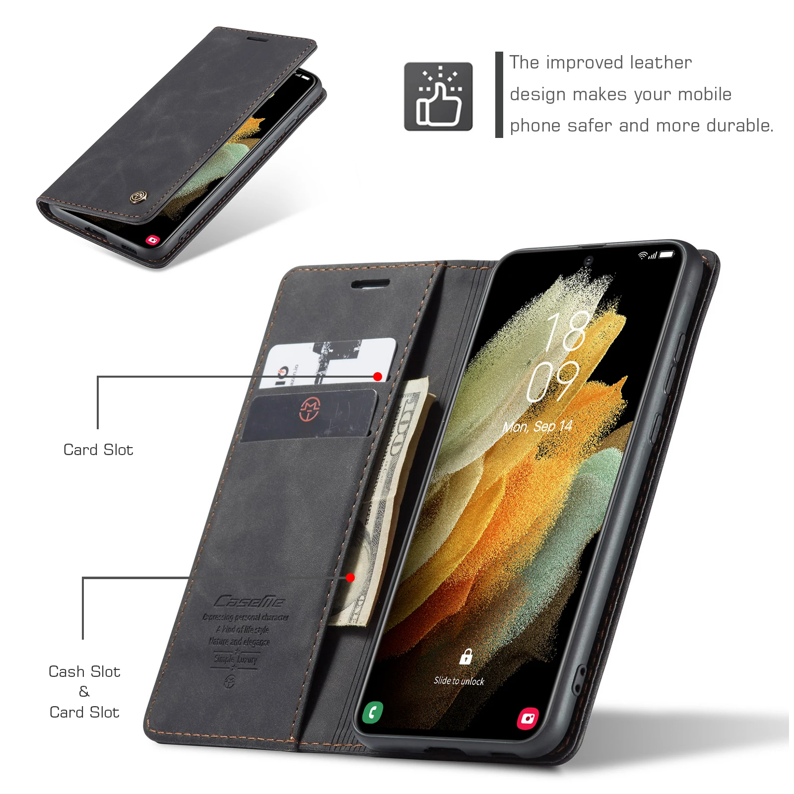for Samsung Galaxy S21 Ultra S21 Plus 5G Leather Case,CaseMe Retro Purse Luxury Magneti Card Holder Wallet Cover For Galaxy S21