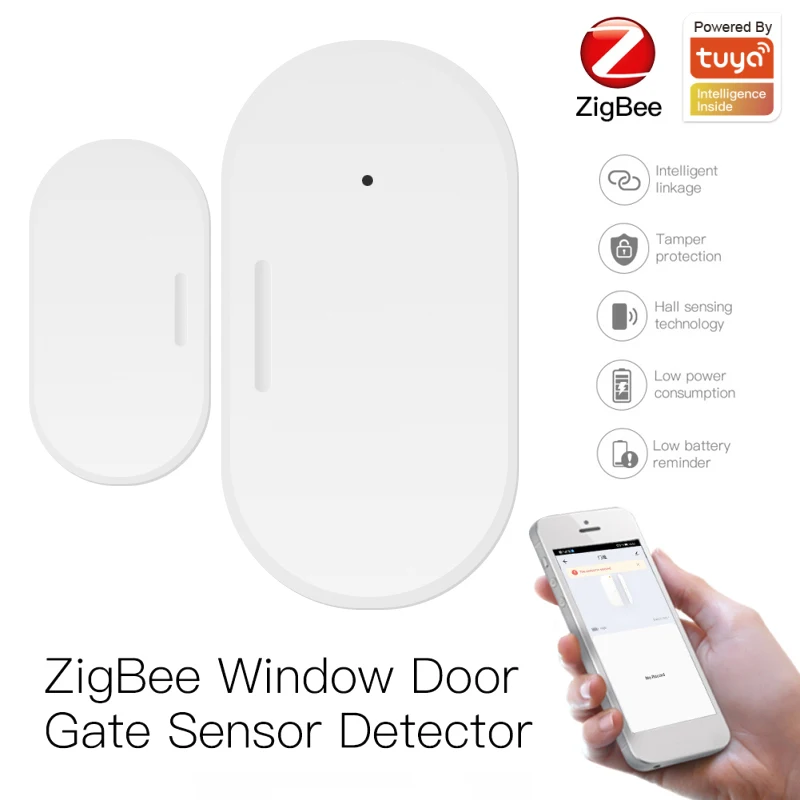 

Смарт-Датчик окон и дверей Tuya Zigbee3.0, детектор, Противоугонная сигнализация, совместима с Alexa Google Home и с шлюзом