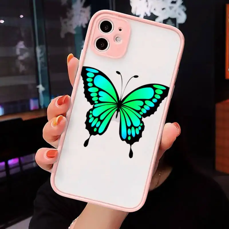 

cute sexy butterfly pink blue Phone Case Matte Transparent For iPhone 12 Mini 11 Pro XR XS Max 7 8 Plus