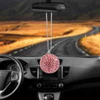 car pendants metal chain rhinestone fashion ball crystal ball auto rear view mirror hanging ornaments car accessories pink new