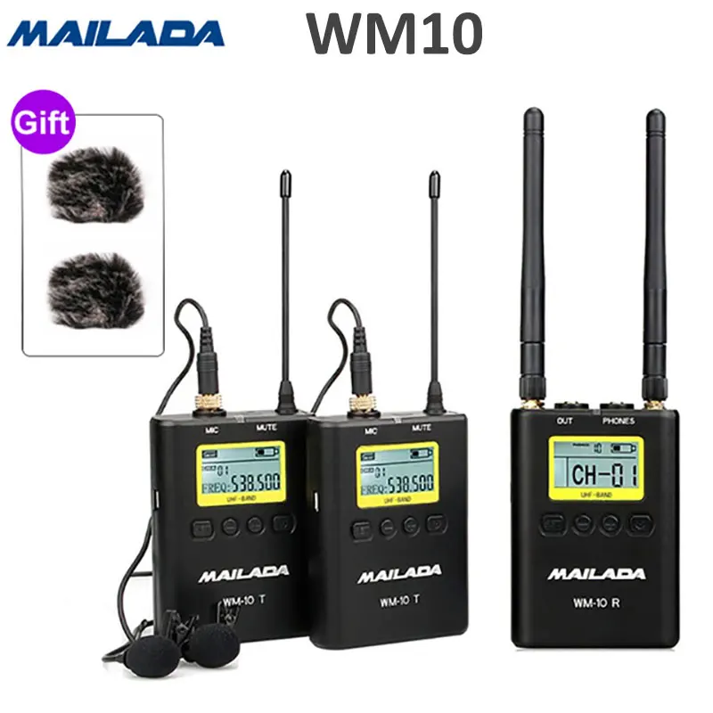 Mailada Профессиональный UHF Беспроводной петличный микрофон с отворотами система