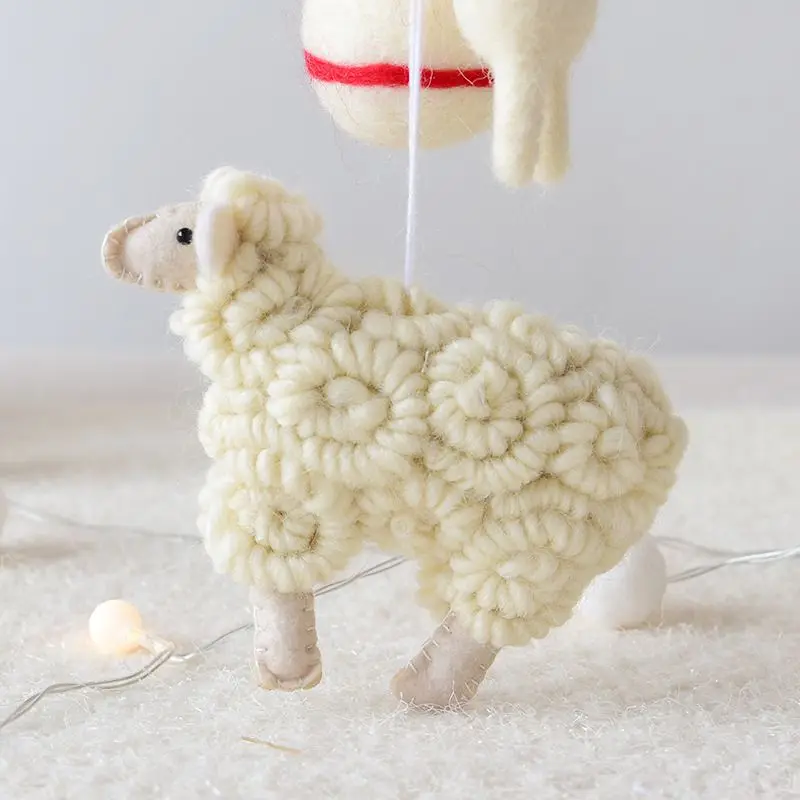 Шерстяные войлочные маленькие Овцы ручной работы рождественские подвесные
