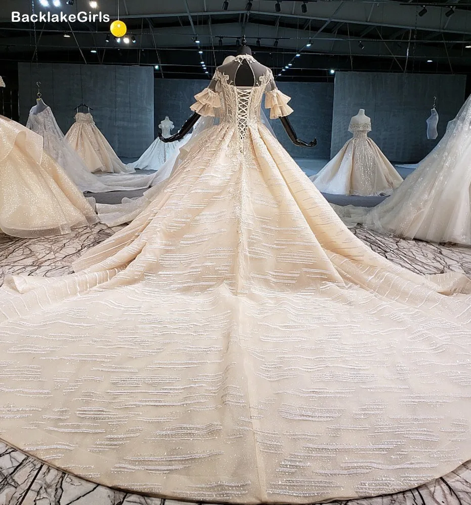 Китайское свадебное платье с высоким воротом в богемном стиле длинное кружевное