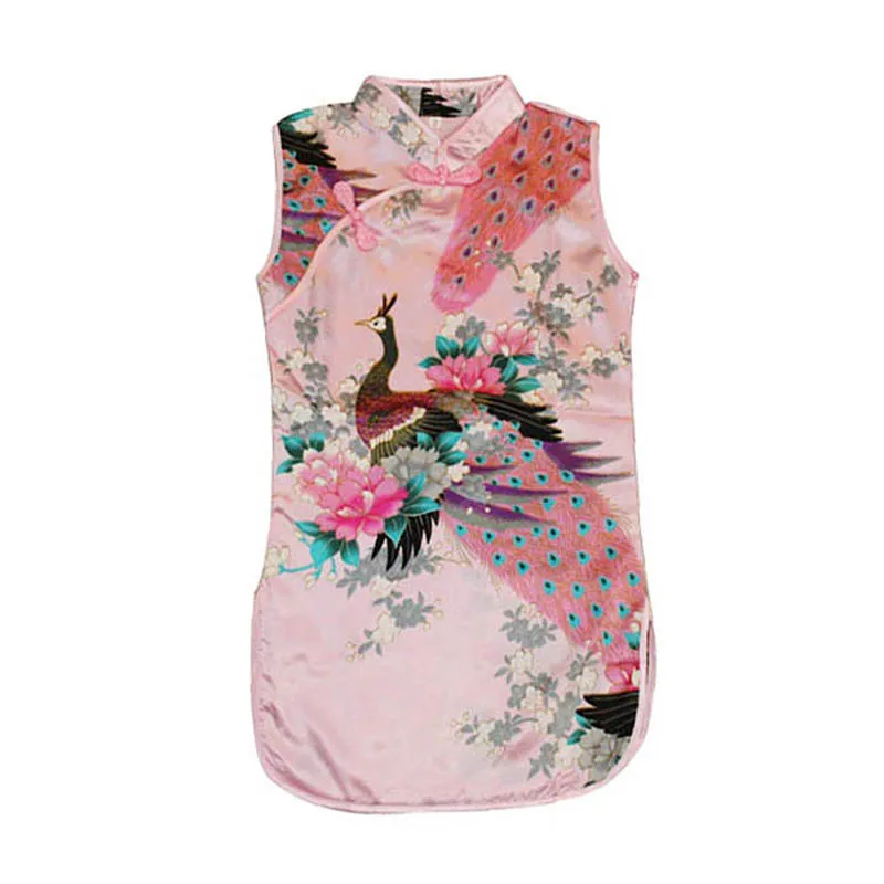 Китайское платье для маленьких девочек без рукавов в стиле Ципао одежда нового