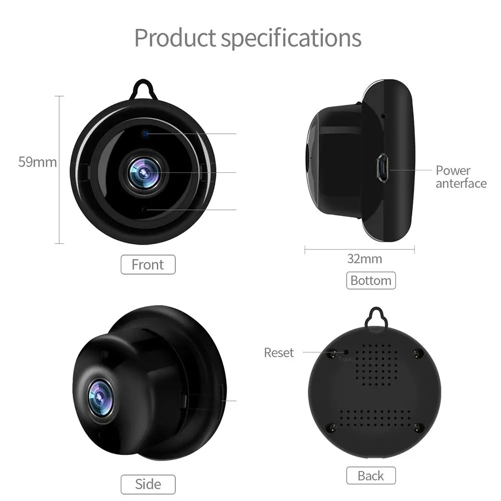 720P Мини беспроводная wifi ip-камера умный дом инфракрасный охранный модуль ночного видения камера наблюдения SD Облачное хранилище CCTV монитор
