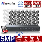 Комплект уличных камер видеонаблюдения, H.265 + 32CH AHD 5MP-N DVR система безопасности, 162432X5MP CVI TVI комплект