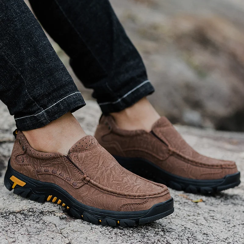 Ботинки мужские прогулочные из натуральной кожи винтажные Нескользящие на