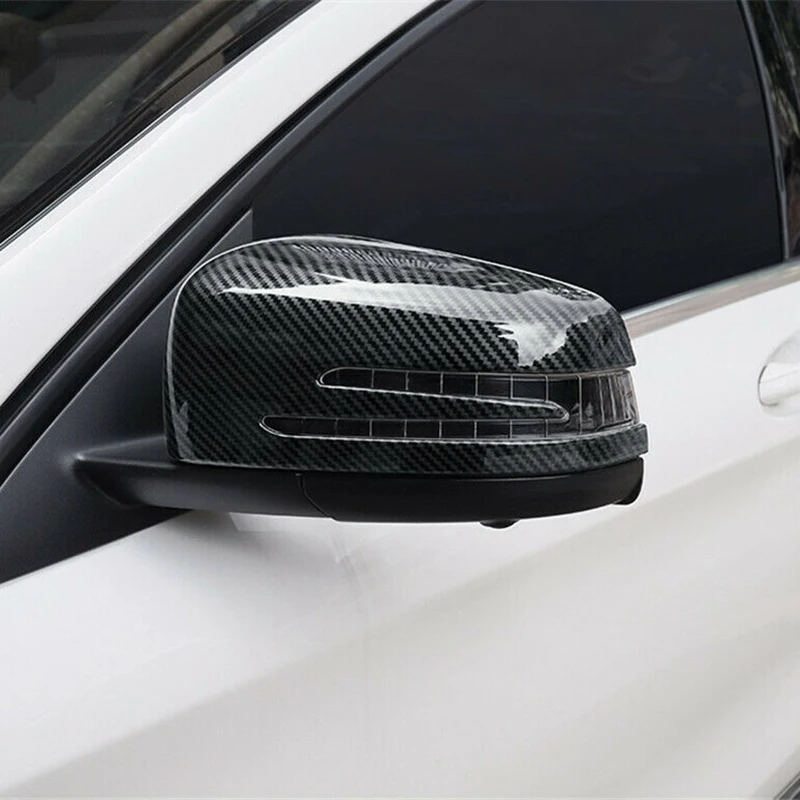 Carbon Fiber Side Rear View Mirror Cover Trim 2Psc for Mercedes Benz a CLA GLA GLK Class W176 W117 X156 X204