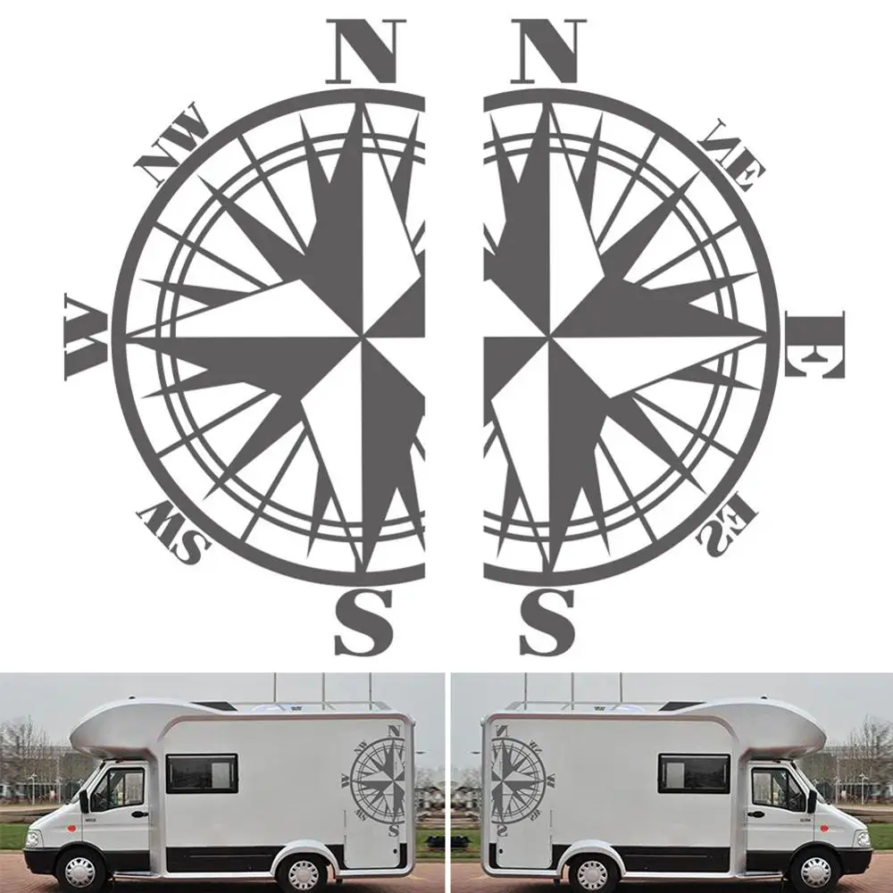 

Hot Sale 2PCS Personality Compass Car Sticker Camping Life Tent Vinyl Art Sticker Motorhome Door Decor Camper Decals Stickers
