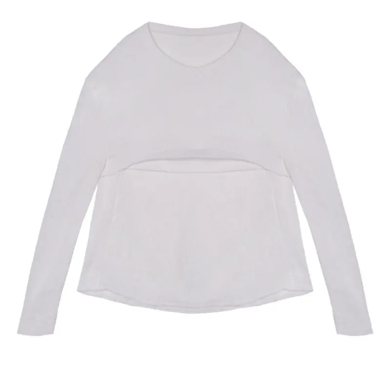 

XITAO Plus Size Pleated White T Shirt Women Clothes 2021 Spring Fashion Pullover Long Sleeve Match All Casual Tee Top LDD1106