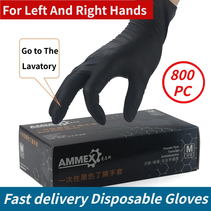 

100PC Nitrile Disposable Gloves Waterproof Powder Free Latex Gloves For Household Kitchen Laboratory Cleaning Gloves Home