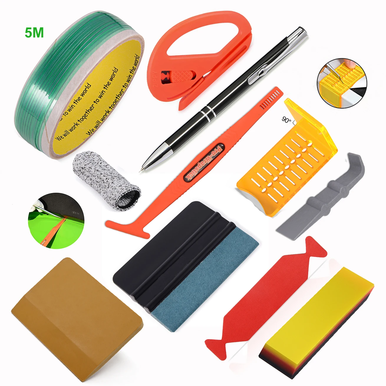 

FOSHIO Car Vinyl Wrapping Film Cut Knifeless Tape Carbon Fiber Sticker Wrap Window Tint PPF Squeegee Scraper Gloves Tools Kit