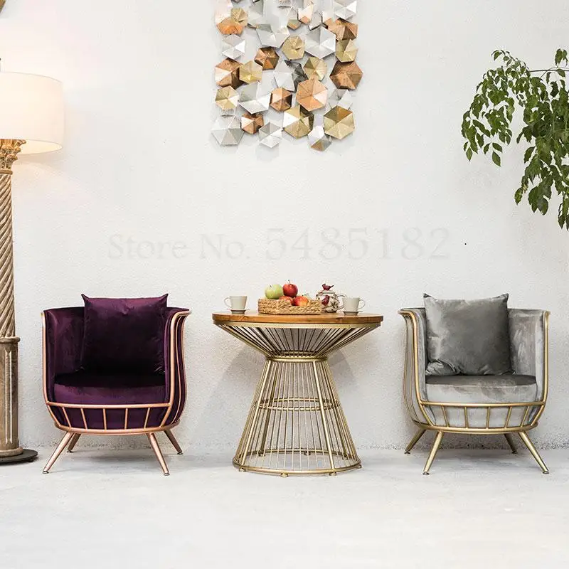 Скандинавская ткань одиночный диван стул железный светильник роскошный простой