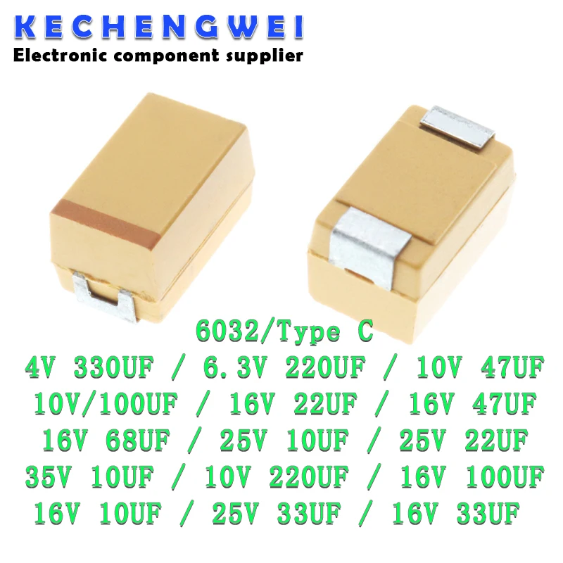 

10PCS Tantalum Capacitor Type C 226 686 106 337 227 476 107 10UF 22UF 47UF 68UF 100UF 220UF 330UF 4V 6.3V 10V 16V 25V 35V C6032