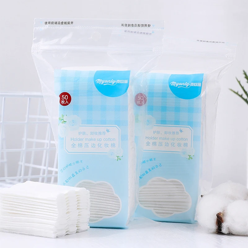 2 × 50 шт. хлопковые подушечки для макияжа двухсторонние 3 слойные одноразовые