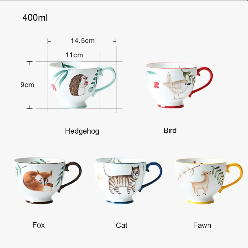 Креативная керамическая чашка с ручной росписью в виде животного термостойкая