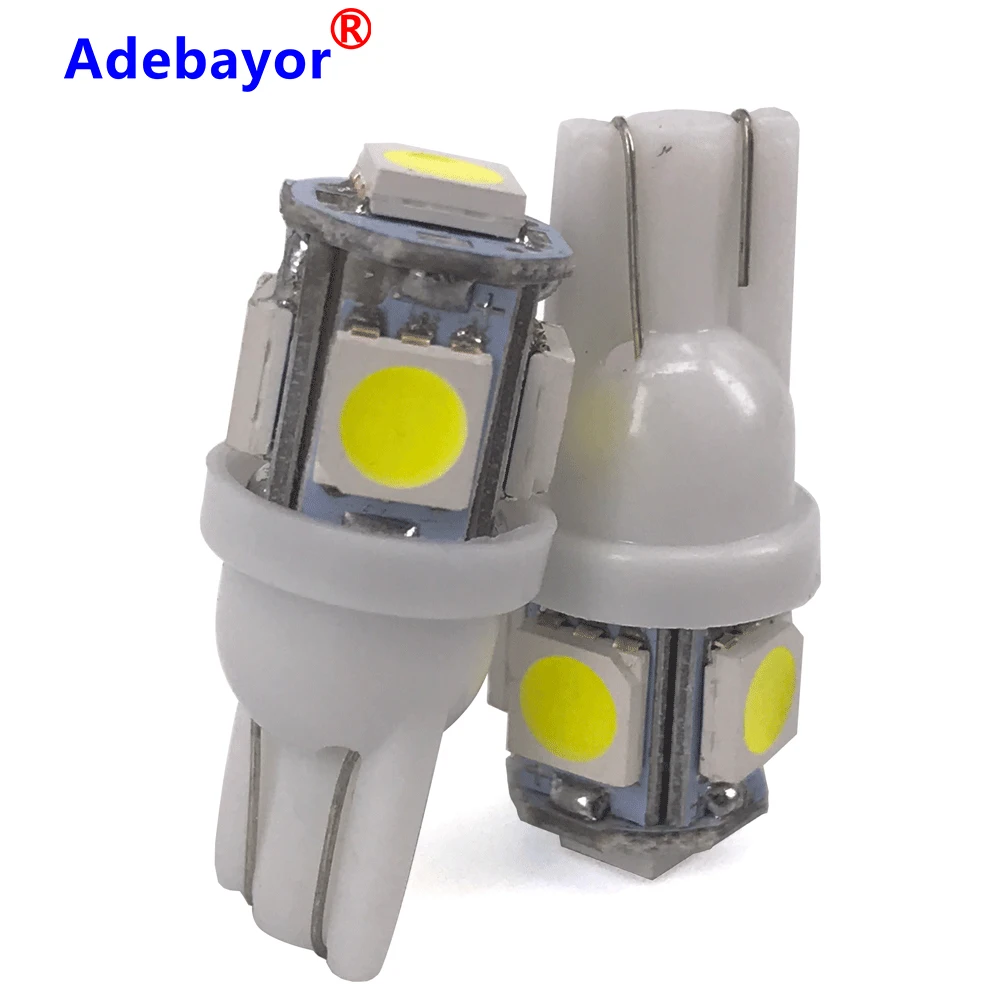 1000 шт. T10 W5W светодиодный лампы 5 SMD белый 194 168 супер яркий Клин лампочки 12V 5050 Ширина