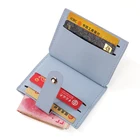 Кожаный держатель для кредитных карт для мужчин и женщин, однотонный маленький кошелек с кармашком для монет, подходит для 4 деловых карт