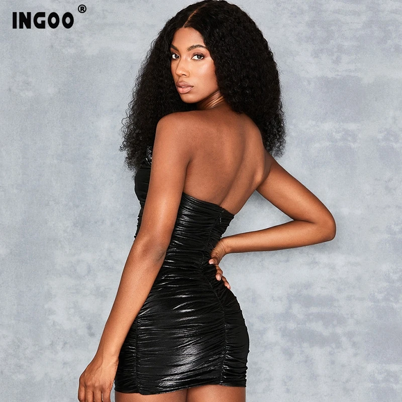 Женское Короткое платье карандаш из ПУ кожи без рукавов|Женские платья| |