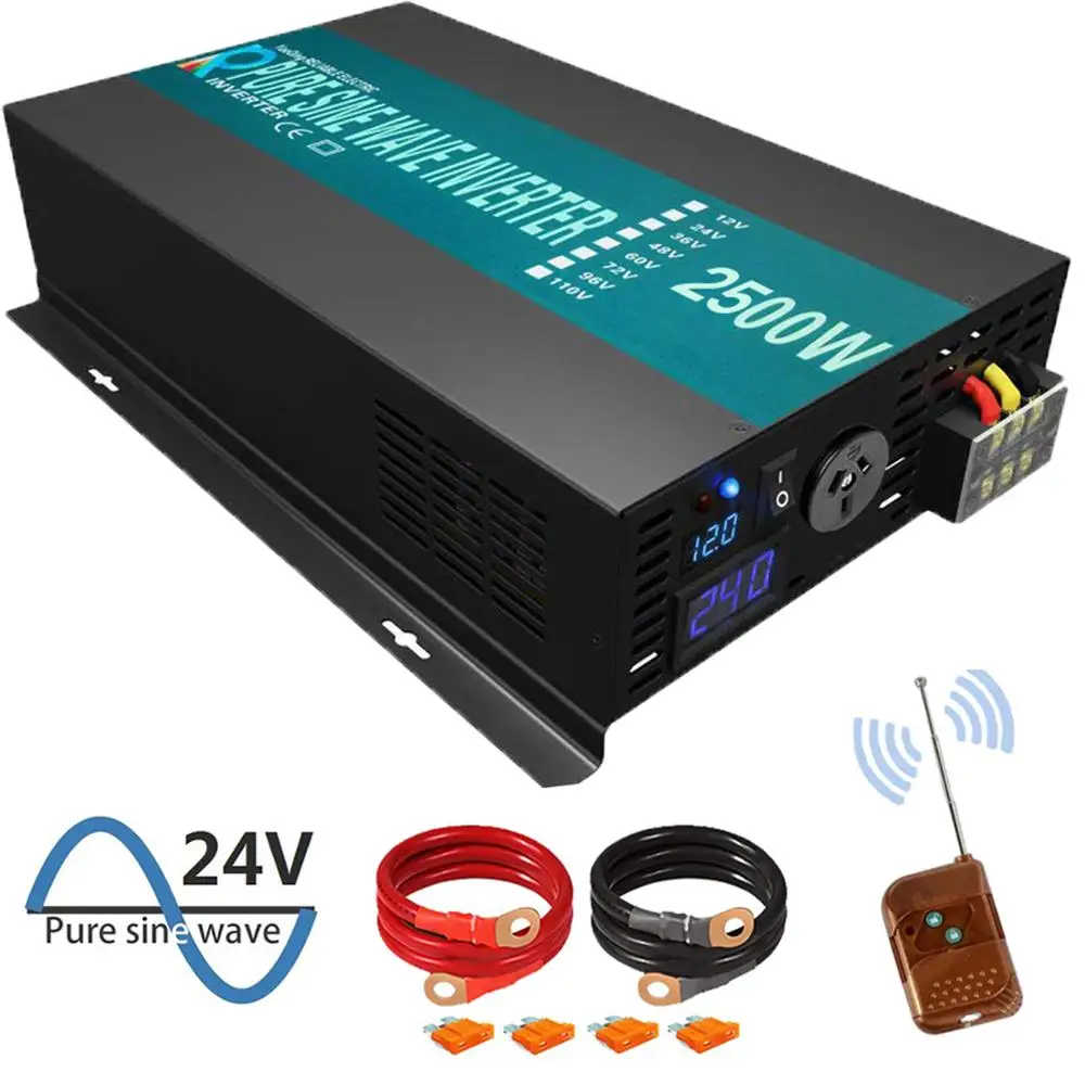 

2500W Pure Sine Wave Inverter 12V 24V 48V DC TO AC 110V 120V 220V 230V 0ff-grid Customizable Solar Inverter With Remote Control
