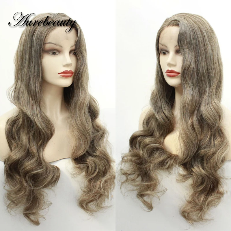 

Длинные волнистые цветные 13x 4 кружевные передние парики хайлайтер медовый многоцветный Омбре блонд коричневый синтетические волосы на шну...