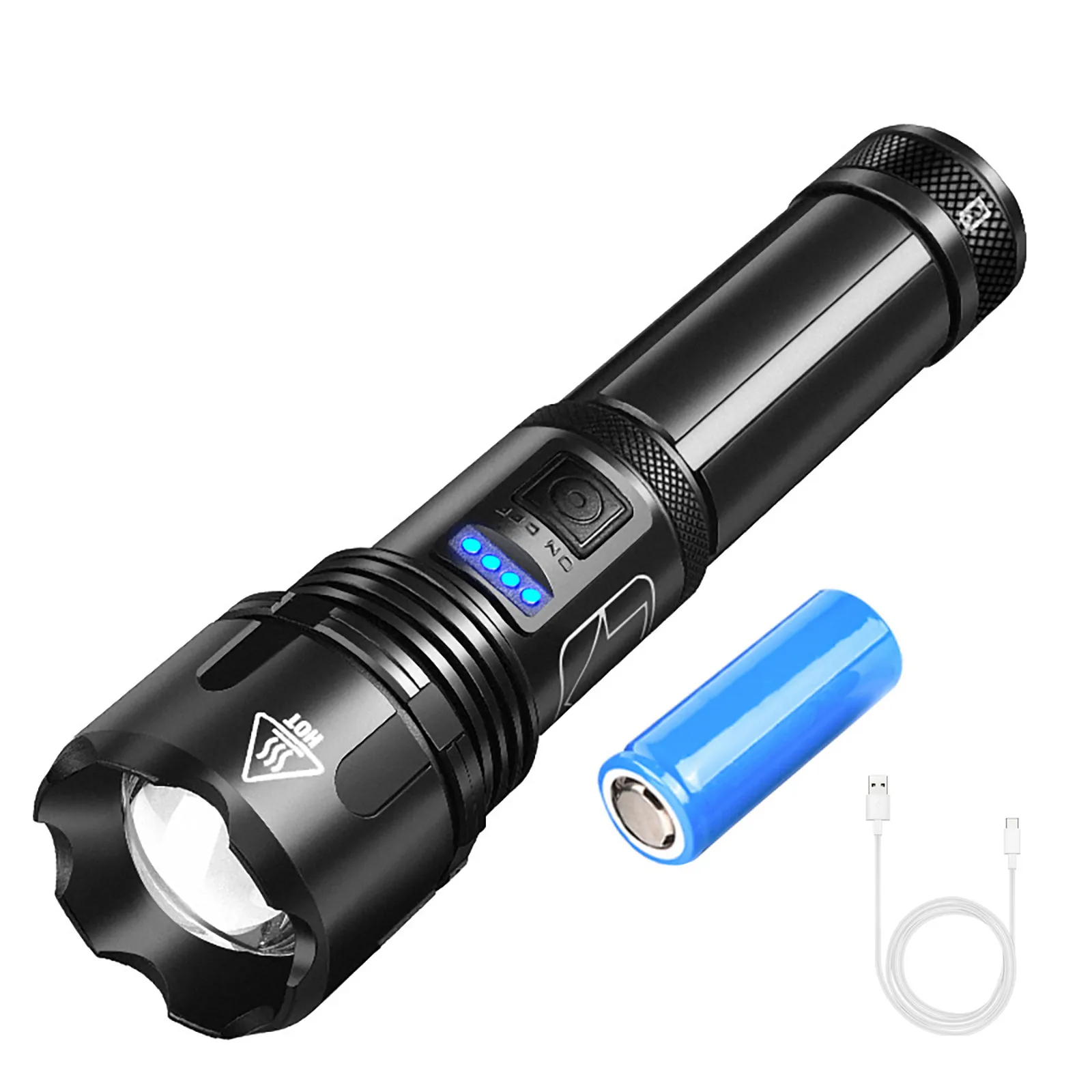 

Multi-function Flashlight Five-speed Telescopic Zoom Led Flashlight Xhp50 Flashlight Usb Rechargeable Waterproof 18650
