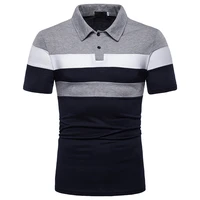 mens contrast color stitching polo shirt summer short sleeve buttons classic top male comfortable business casual t shirts tops