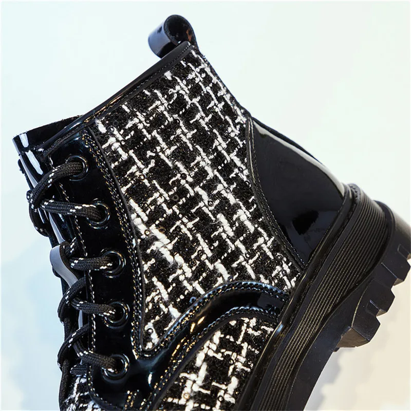 

Hjwsfdcai Women Real Leather Lattice Short Boots Lace-Up Round Toe Wear-Resistant Lasdies Boots Fashion Comfortable Women Boots