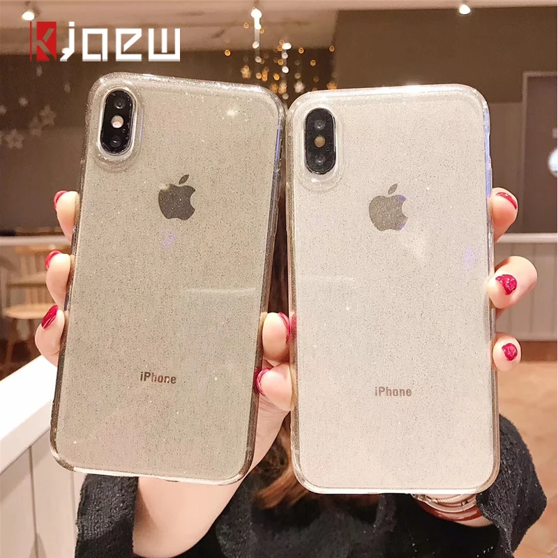 Роскошный блестящий прозрачный чехол KJOEW для iPhone 11 Pro XS Max X XR 6 6S 7 8 Plus однотонный