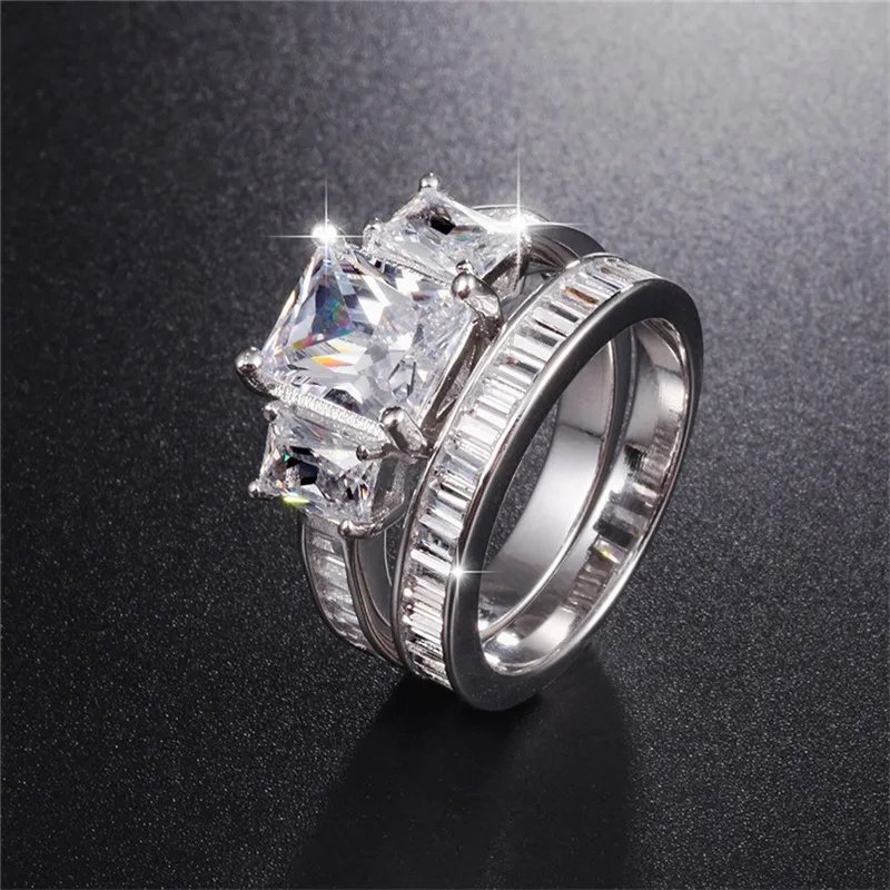 Женское кольцо из серебра 925 пробы с искусственным бриллиантом|diamond jewelry|emerald diamond