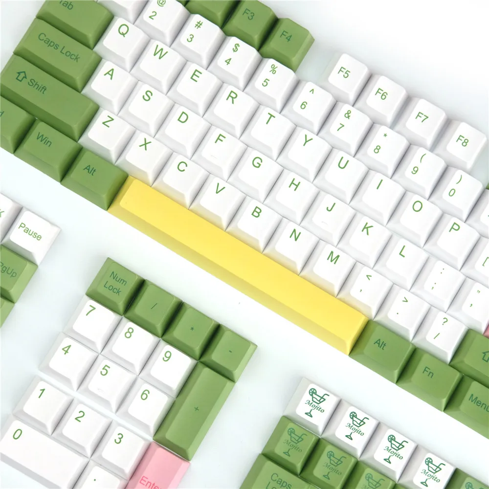 

129 Keys/set Mojito PBT Five-sided Dye Sublimation Keycaps for Mechanical Keyboard Cherry Profile Key Cap Compatible GH60/GK61