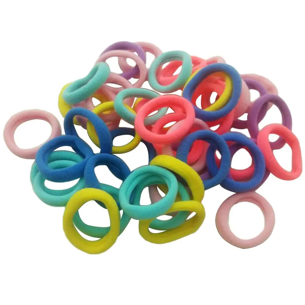 

50Pcs Girls Colorful Cute Small Cartoon Elastic Hair Bands Children Ponytail Holder Scrunchie Headband Kids Hair Accessories