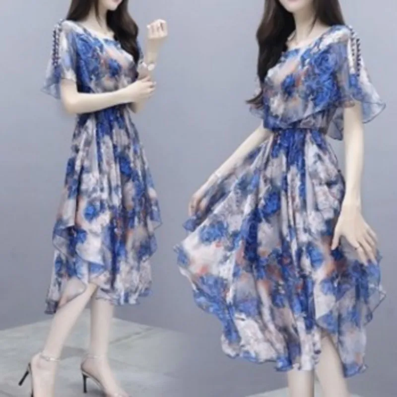 Красное женское летнее платье женская одежда элегантное шифоновое винтажное