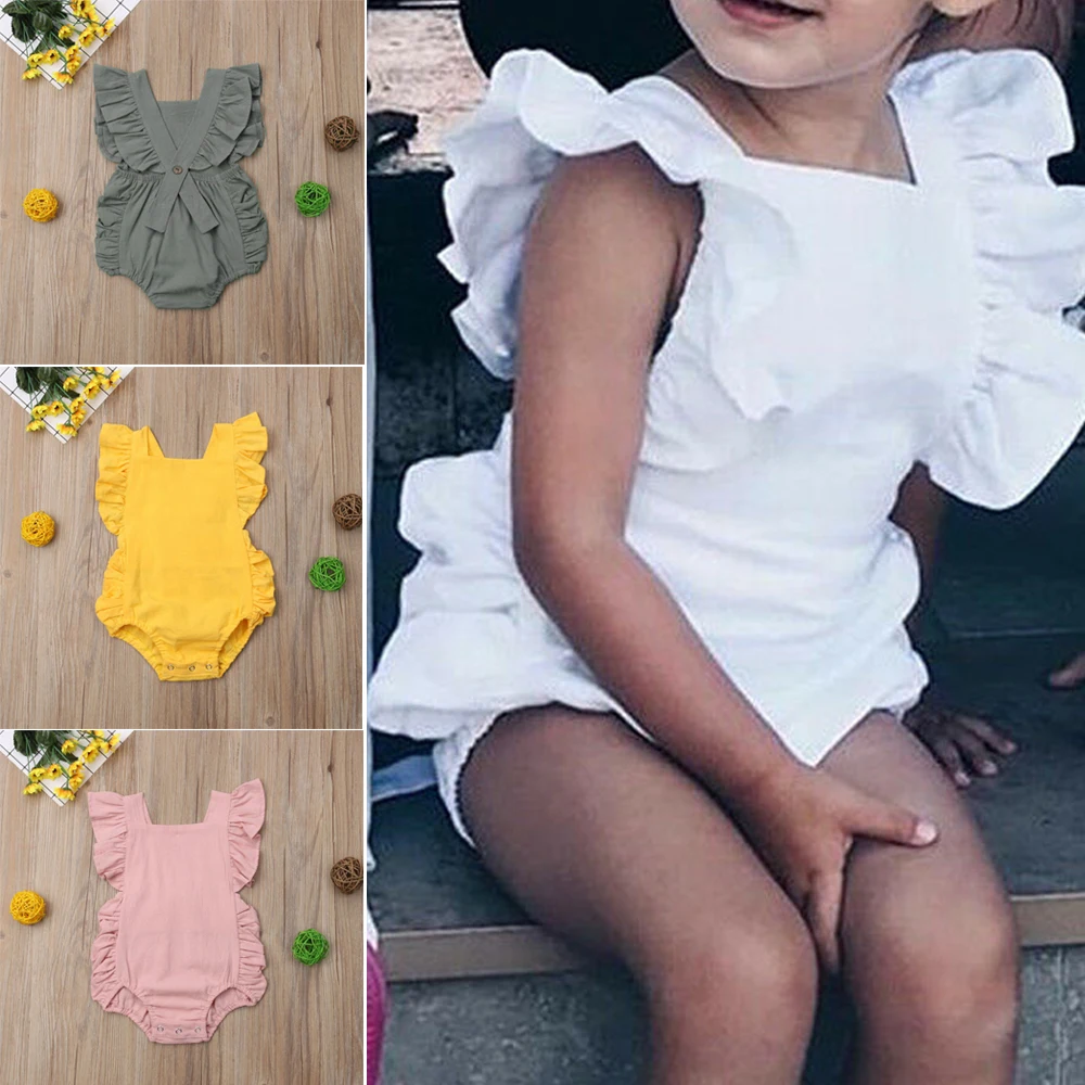 Однотонный комбинезон для новорожденных девочек летняя одежда новинка 2019