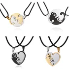 Ожерелье с подвеской в виде пары влюбленных кошек Милая Черная Золотая кошка два в одном подарки на день Святого Валентина