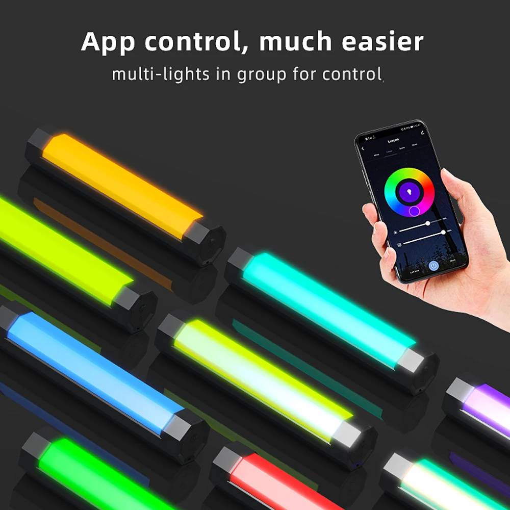 LUXCEO P200 светодиодный RGB мягкий светильник трубки Водонепроницаемый Портативный