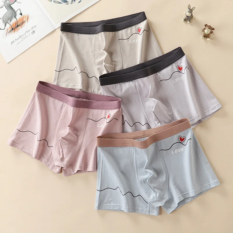 

4pcs Teenager Boys Underwear Student Soft Cotton Boxer Shorts Junior High School Comfortable Antibacterial Underpants Large Size