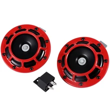 12V Car Grille Mount Electric Blast Tone Horn Super Tone Loud Compact Electric Horn Red High And Low Voltage Horn With Relay